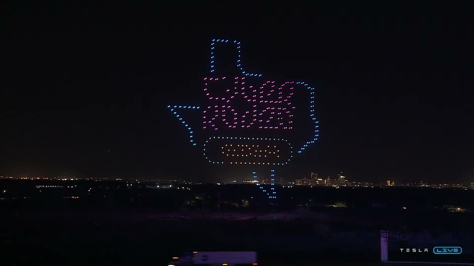 Tesla Cyber Rodeo, Giga Texas drone show